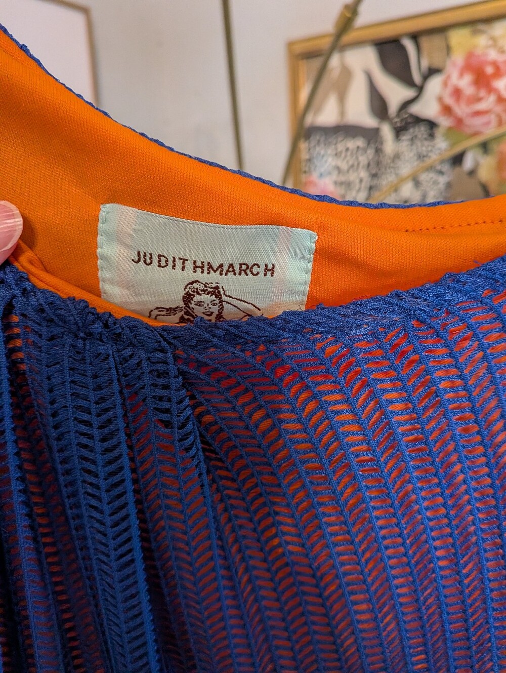 Judith March Blue and Orange One-Shoulder Dress-Game Day - Picture 2 of 3